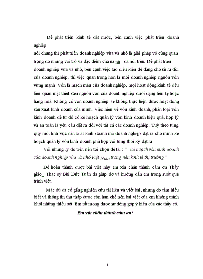 image for page Kế hoạch vốn kinh doanh của doanh nghiệp vừa và nhỏ Việt Nam trong nền kinh tế thị trường 1