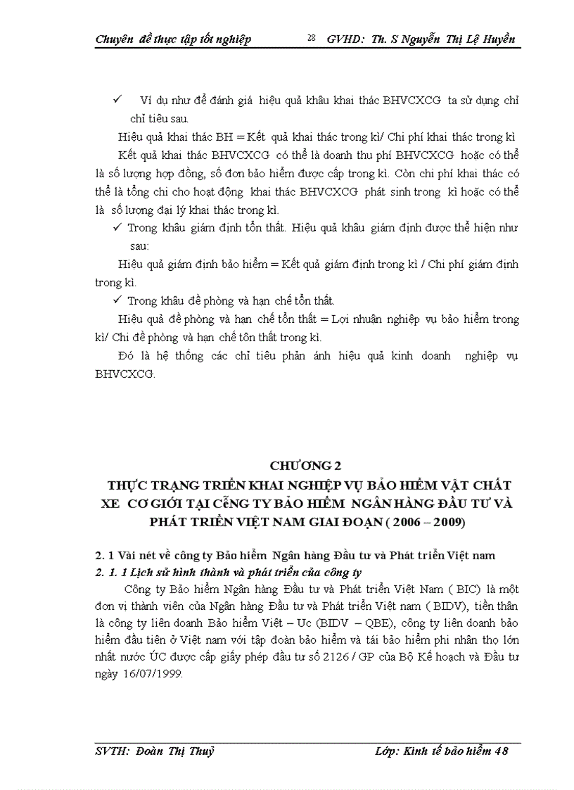 image for page Thực trạng triển khai bảo hiểm vật chất xe tại công ty Bảo hiểm Đầu tư và Phát triển Việt Nam giai đoạn 2006 2009 1