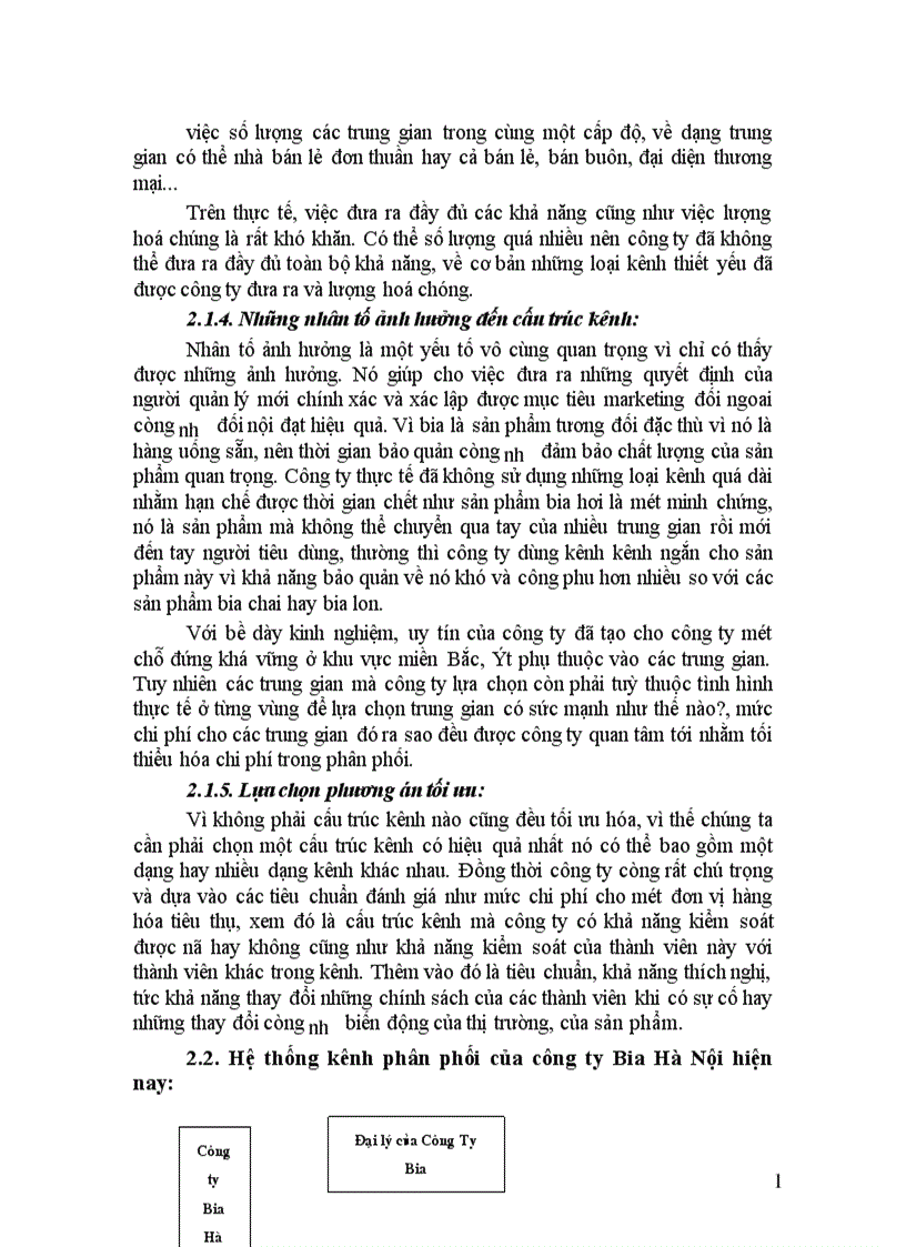 image for page Hoàn thiện hệ thống kênh phân phối của công ty Bia Hà Nội