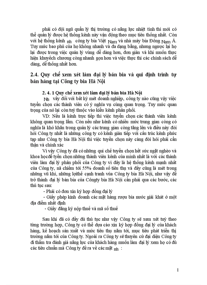 image for page Hoàn thiện hệ thống kênh phân phối của công ty Bia Hà Nội