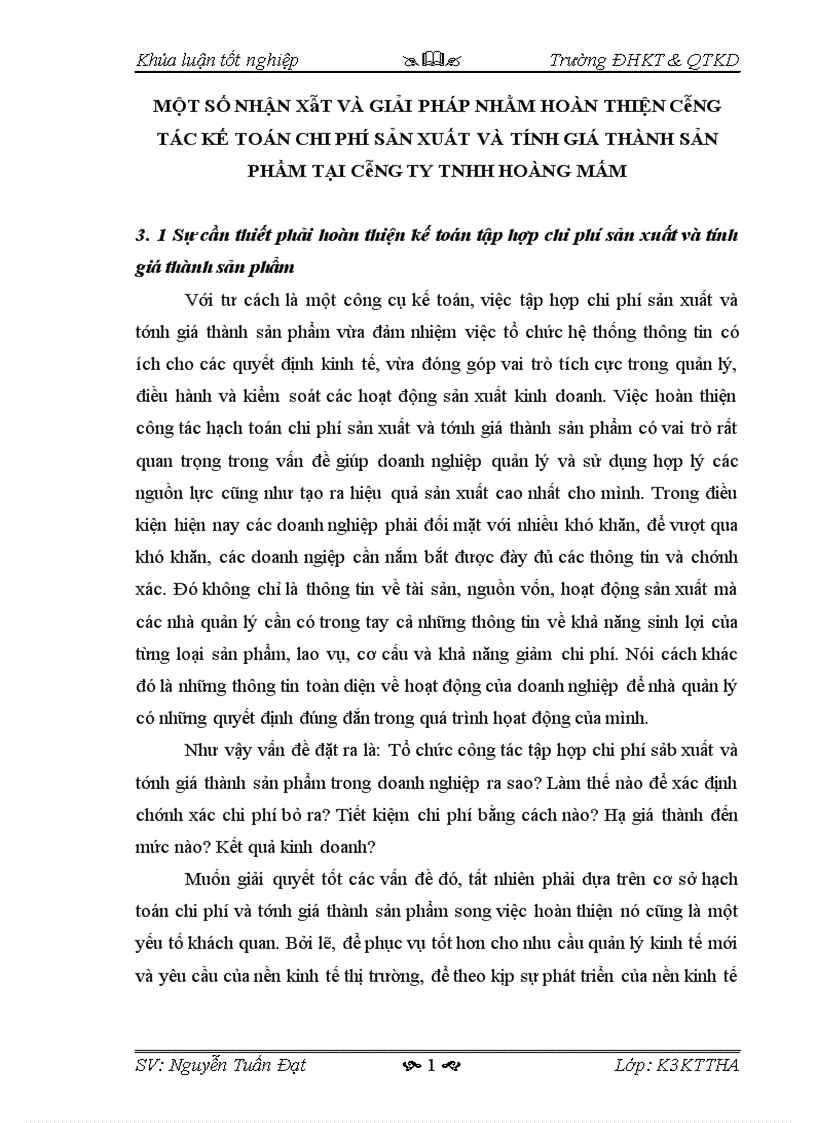 image for page Kế toán tập hợp chi phí sản xuất và tính giá thành sản phẩm tại công ty TNHH Hoàng Mấm
