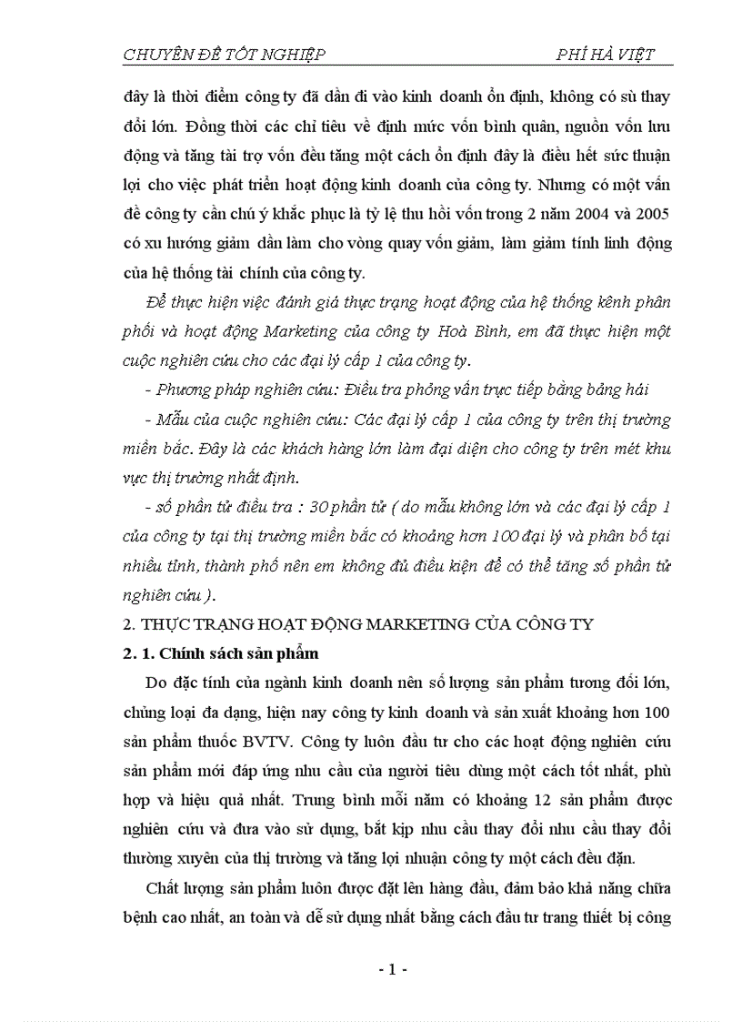 image for page Thực trạng và một số giải pháp nhằm hoàn thiện hệ thống phân phối tại công ty cổ phần vật tư BVTV Hoà Bình 1