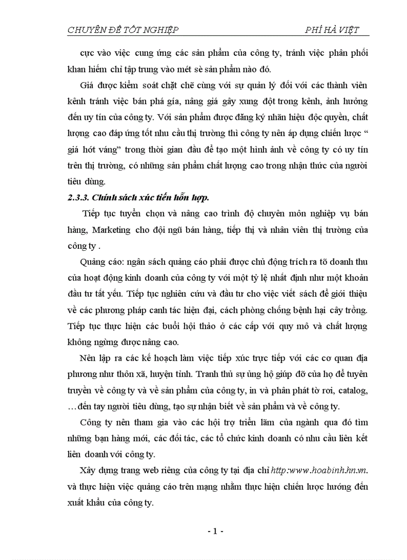 image for page Thực trạng và một số giải pháp nhằm hoàn thiện hệ thống phân phối tại công ty cổ phần vật tư BVTV Hoà Bình 1