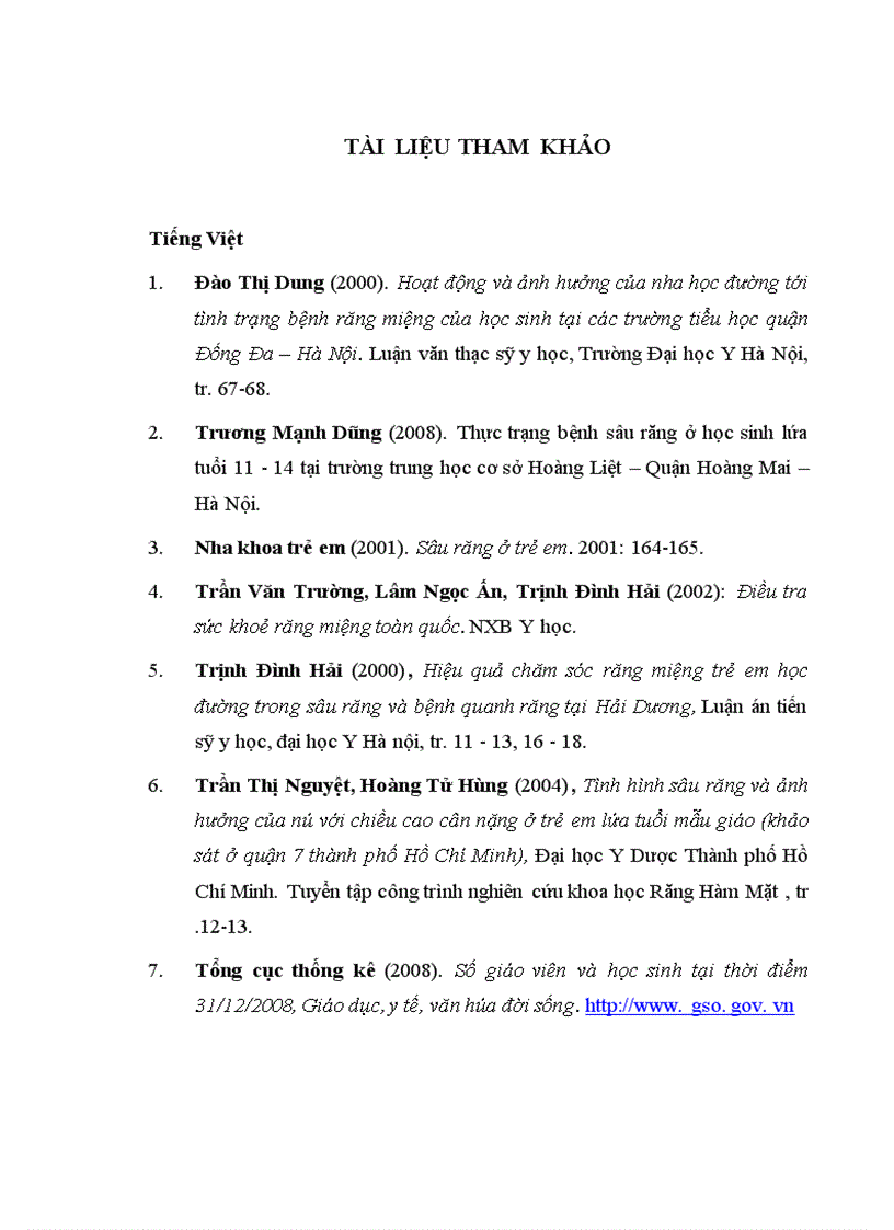 image for page Đánh giá tình trạng bệnh sâu răng ở học sinh tiểu học lứa tuổi 6 10 tại trường phổ thông cơ sở Thọ An và Đông La