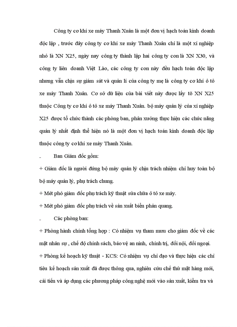 image for page Thực trạng hoạt động sản xuất kinh doanh và phương hướng phát triển Công ty cơ khí ô tô xe máy Thanh Xuân