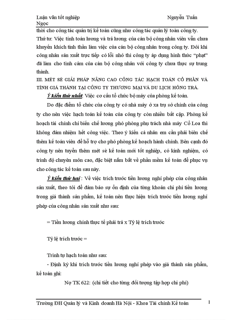 image for page Kế toán tập hợp chi phí sản xuất và tính giá thành sản phẩm tại Công ty Thương mại và Du lịch Hồng Trà 1