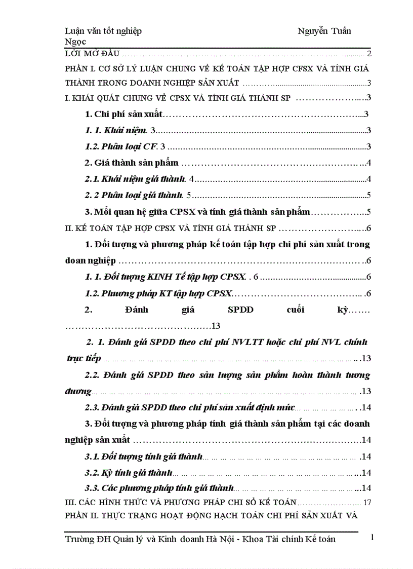 image for page Kế toán tập hợp chi phí sản xuất và tính giá thành sản phẩm tại Công ty Thương mại và Du lịch Hồng Trà 1