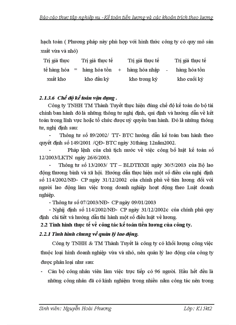 image for page Kế toán tiền lương và các khoản trích theo lương tại Công ty TNHH TM Thành Tuyết
