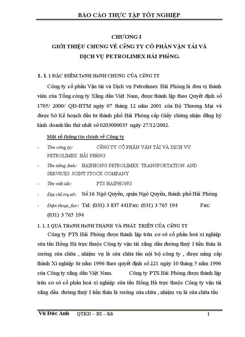 image for page Một số biện pháp giảm chi phí vận tải thuỷ tại công ty cổ phần vận tải và dịch vụ Petrolimex Hải Phòng 1