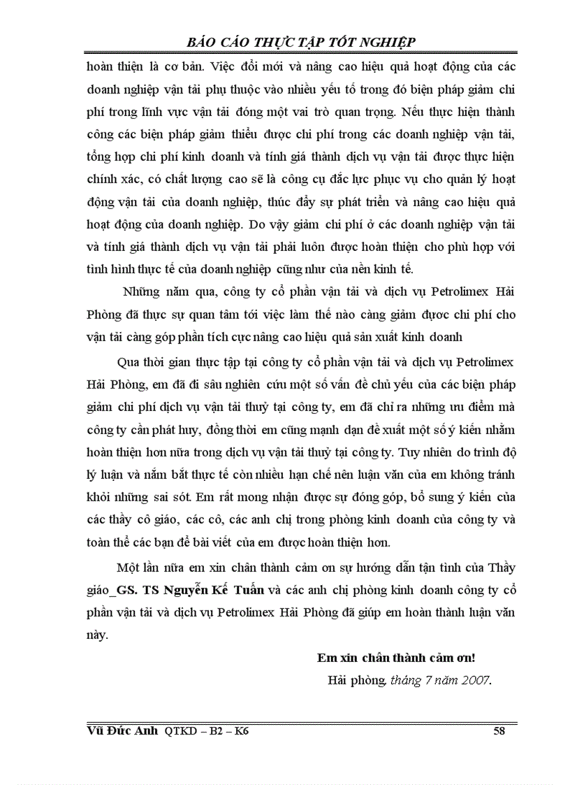 image for page Một số biện pháp giảm chi phí vận tải thuỷ tại công ty cổ phần vận tải và dịch vụ Petrolimex Hải Phòng 1