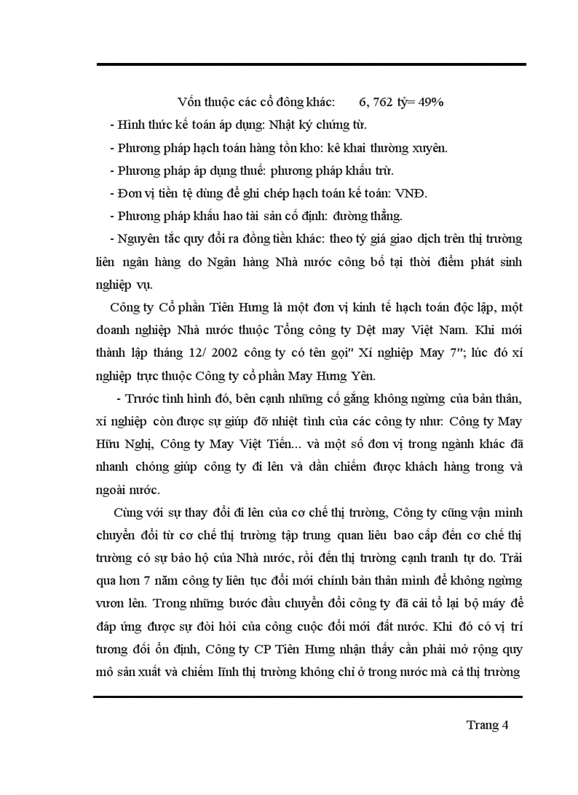 image for page Kế toán thành phẩm và tiêu thụ thành phẩm tại Công ty cổ phần Tiên Hưng 1