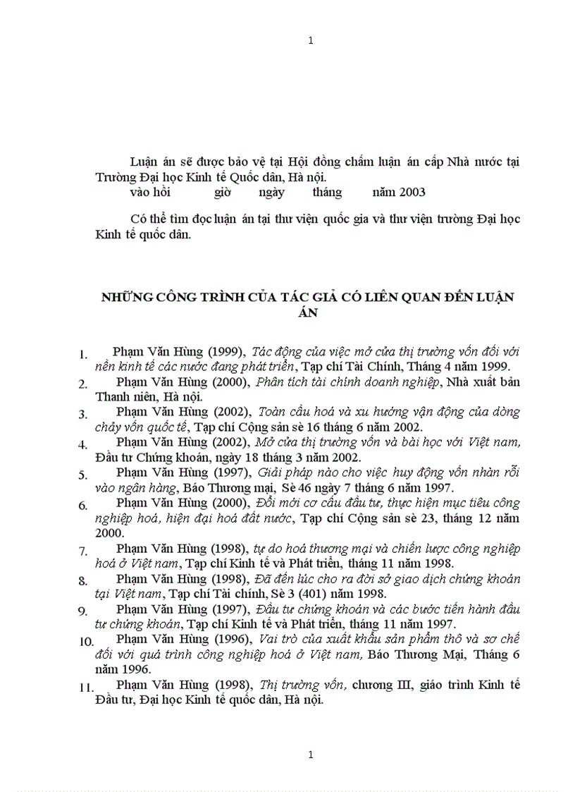 image for page Tác động của việc mở cửa thị trường vốn đến nền kinh tế các nước đang phát triển Bài học cho Việt nam 1