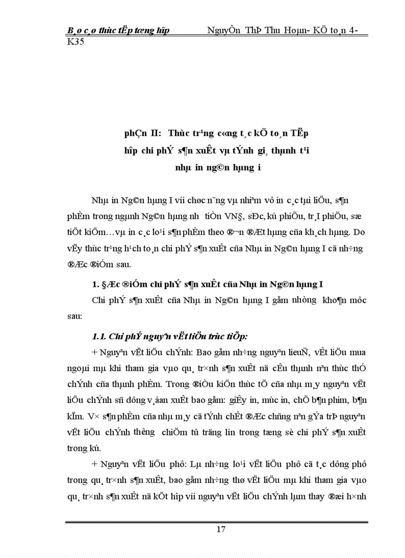 image for page Một số kiến nghị nhằm hoàn thiện kế toán chi phí sản xuất và tính giá thành sản phẩm tại nhà in Ngân hàng I 1