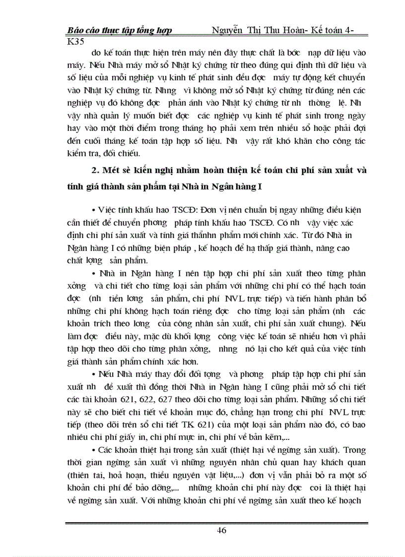 image for page Một số kiến nghị nhằm hoàn thiện kế toán chi phí sản xuất và tính giá thành sản phẩm tại nhà in Ngân hàng I 1