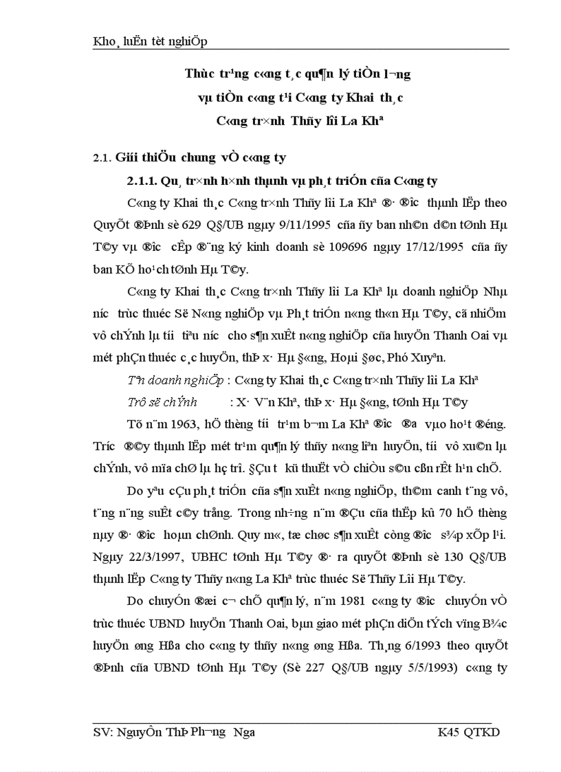 image for page Quản lý tiền lương và tiền công tại Công ty KTCT thuỷ lợi La Khê 1