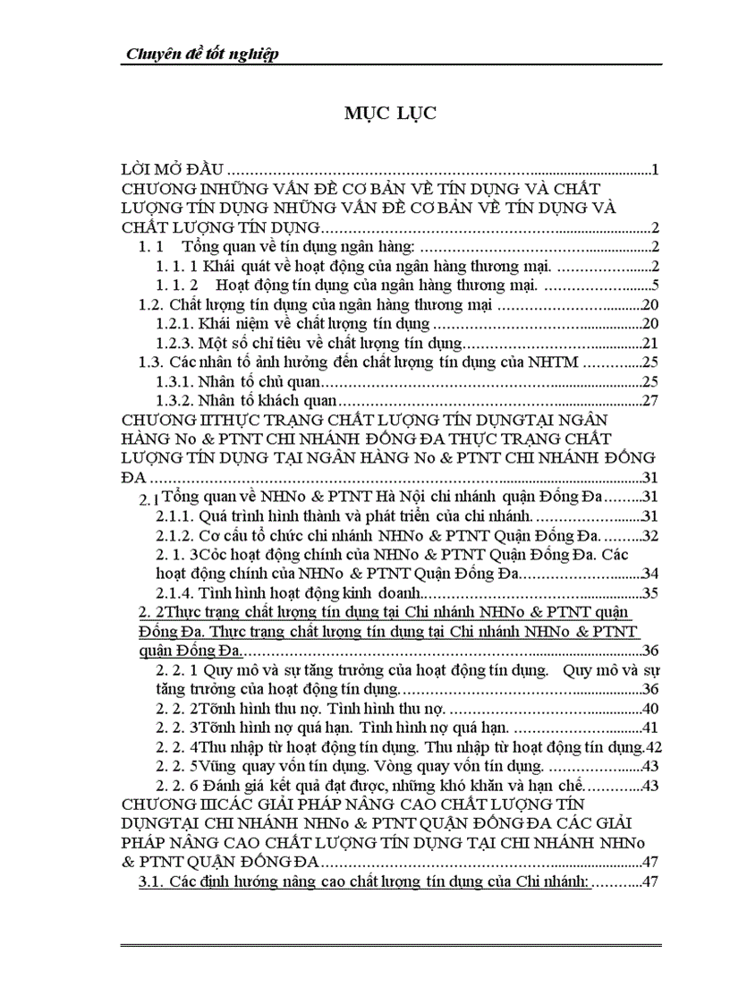 image for page Giải pháp nâng cao chất luợng tín dụng đối với Ngân hàng thương mại tại ngân hàng No PTNT chi nhánh Đống Đa
