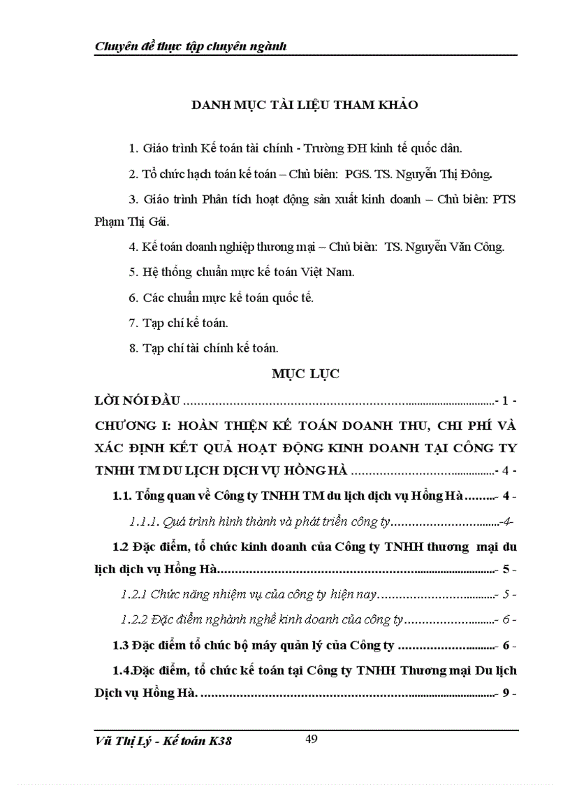 image for page Tìm hiểu kế toán doanh thu chi phí và xác định kết quả hoạt động kinh doanh tại Công ty TNHH TM du lịch dịch vụ Hồng Hà 1