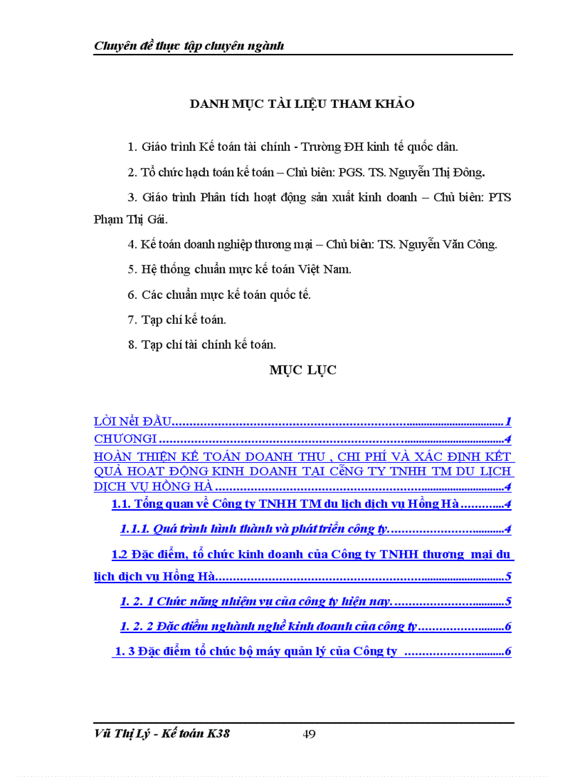 image for page Tìm hiểu kế toán doanh thu chi phí và xác định kết quả hoạt động kinh doanh tại Công ty TNHH TM du lịch dịch vụ Hồng Hà 1
