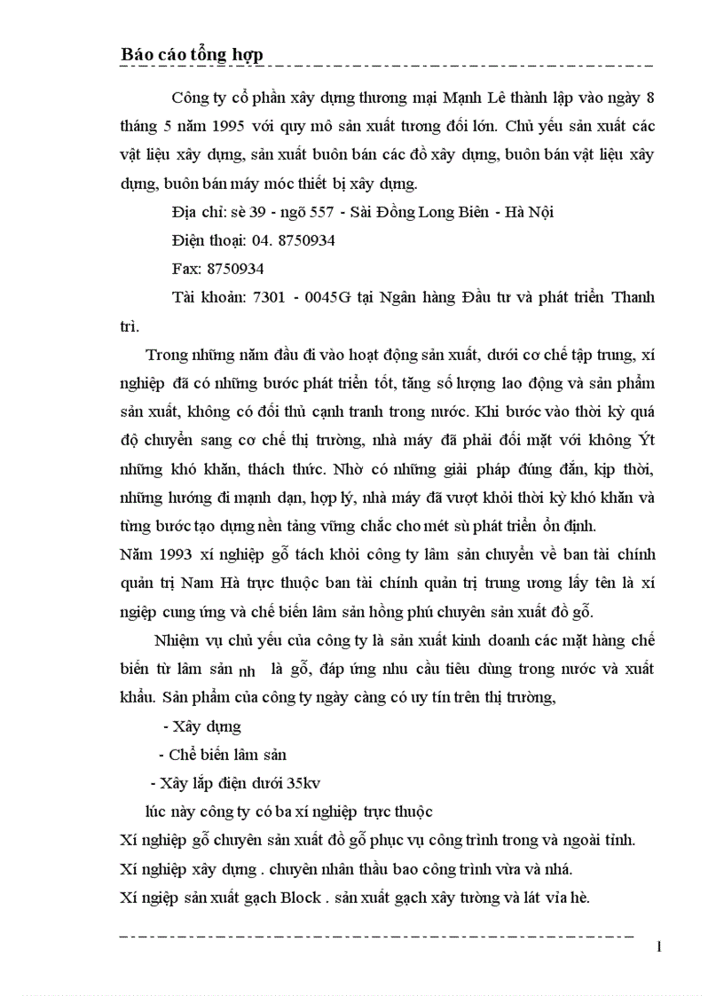 image for page Một số nhận xét và ý kiến đề xuất nhằm hoàn thiện công tác kế toán ở Công ty cổ phần xây dựng thương mại Mạnh Lê 1