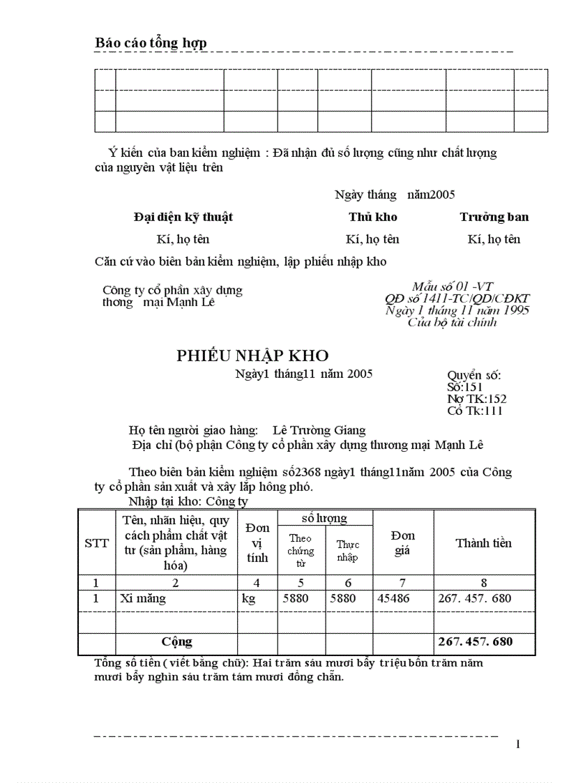 image for page Một số nhận xét và ý kiến đề xuất nhằm hoàn thiện công tác kế toán ở Công ty cổ phần xây dựng thương mại Mạnh Lê 1