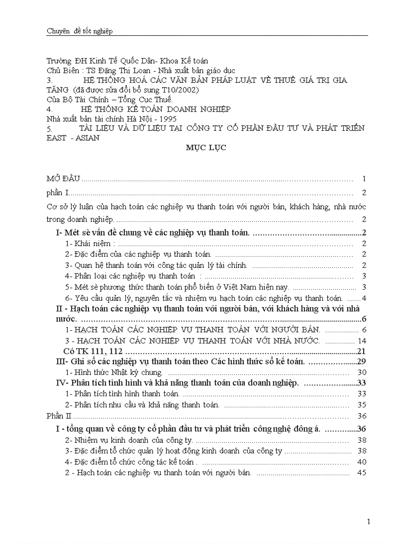 image for page Hạch toán các nghiệp vụ thanh toán với người bán khách hàng và Nhà nước với việc tăng cường quản lý tài chính tại công ty cổ phần đầu tư và phát triển công nghệ Đông á 1