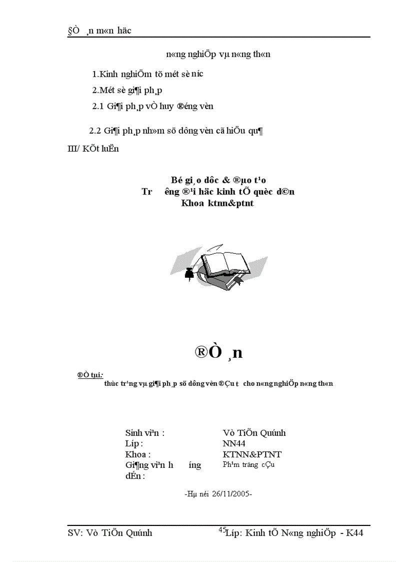 image for page Thực trạng và giải pháp sử dụng vốn đầu tư cho nông nghiệp nông thôn 1