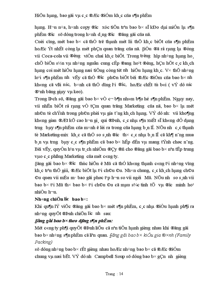 image for page Hiệu hàng bao gói và các đặc điểm khác của sản phẩm