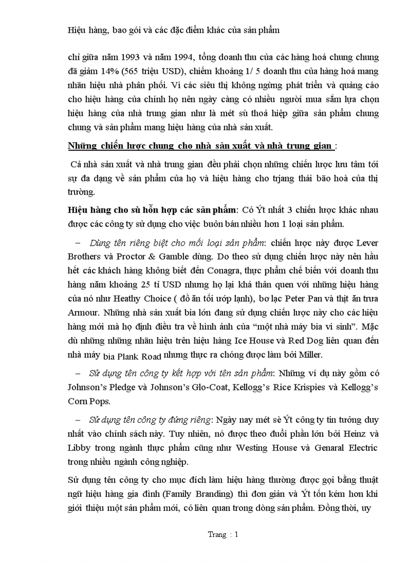 image for page Hiệu hàng bao gói và các đặc điểm khác của sản phẩm