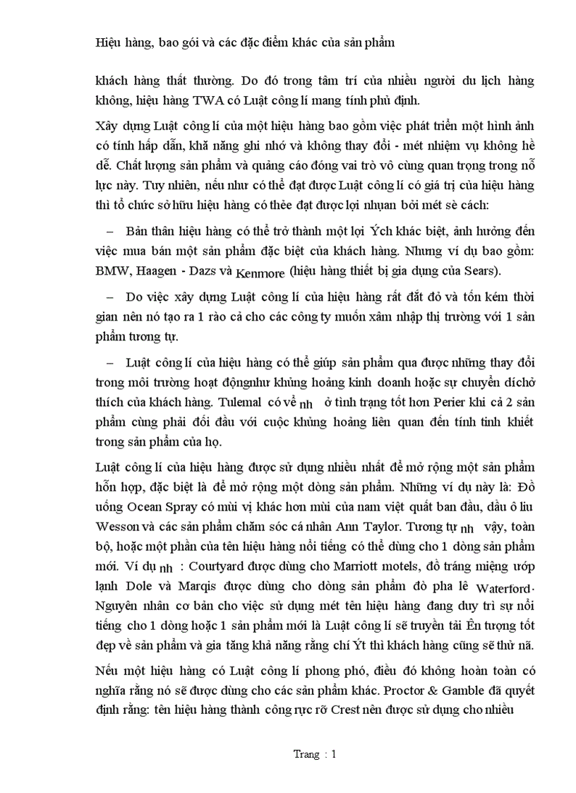 image for page Hiệu hàng bao gói và các đặc điểm khác của sản phẩm