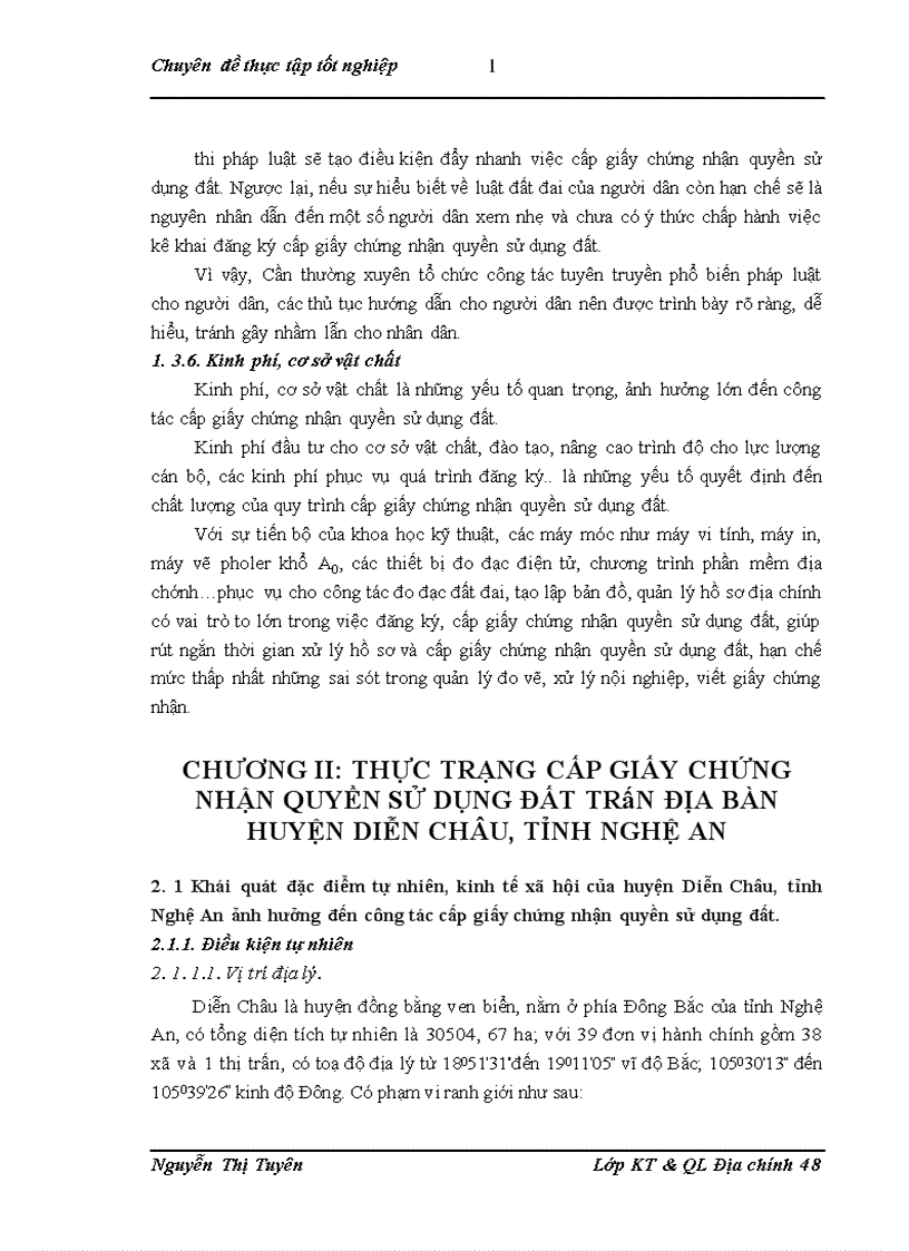 image for page Công tác cấp giấy chứng nhận quyền sử dụng đất trên địa bàn huyện Diễn Châu tỉnh Nghệ An