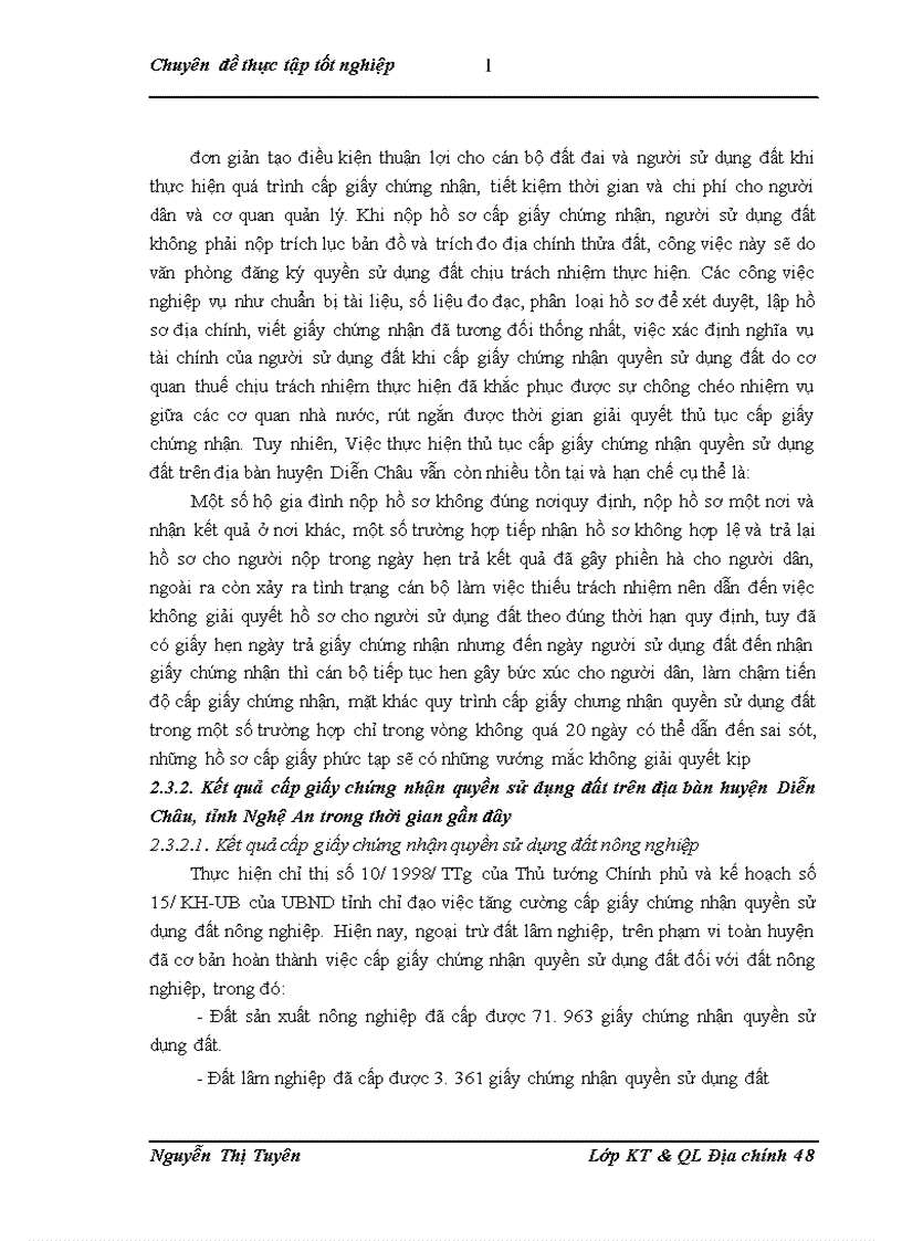 image for page Công tác cấp giấy chứng nhận quyền sử dụng đất trên địa bàn huyện Diễn Châu tỉnh Nghệ An