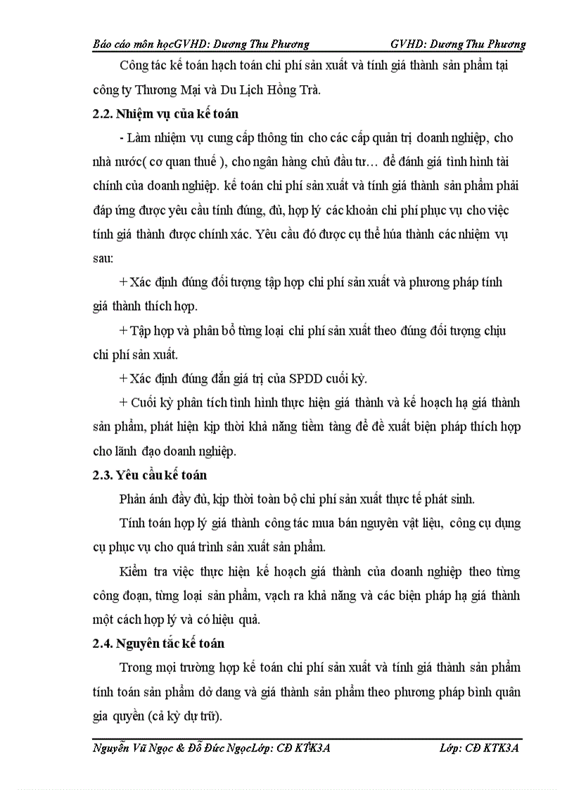 image for page Kế toán tập hợp chi phí sản xuất và tính giá thành sản phẩm tại Công ty Thương mại và Du lịch Hồng Trà 1