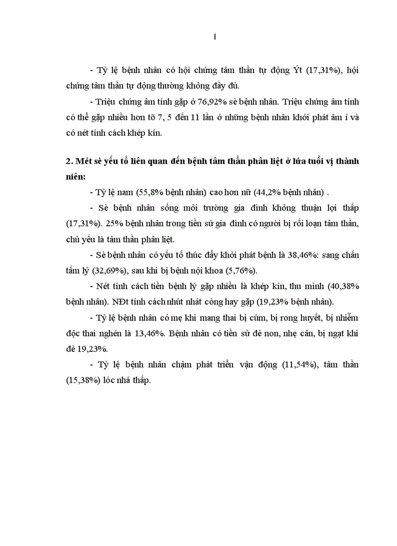 image for page Nghiên cứu đặc điểm lâm sàng và một số yếu tố liên quan đến bệnh tâm thần phân liệt ở lứa tuổi vị thành niên