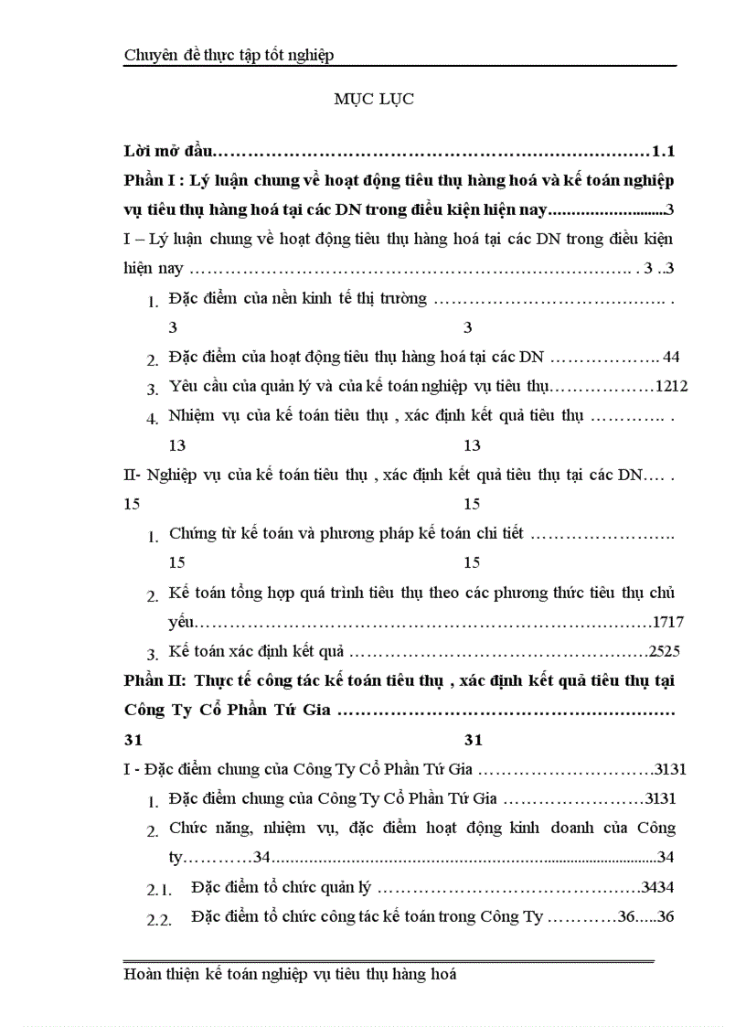 image for page Kế Toán thành phẩm tiêu thụ và xác định kết quả tiêu thụ tại Công ty cổ phần Tứ Gia 1