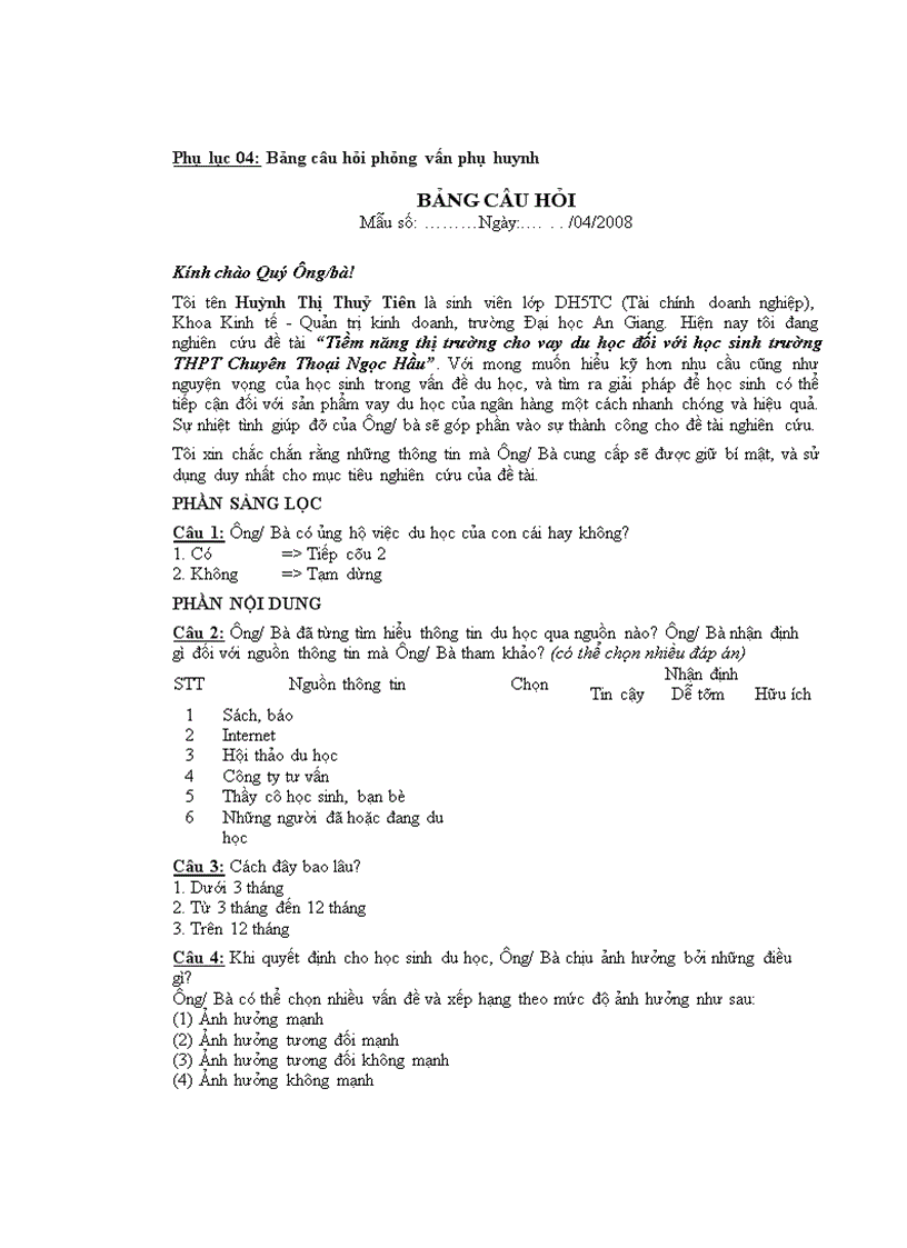 image for page Tiềm năng thị trường cho vay du học đối với học sinh trường THPT Chuyên Thoại Ngọc Hầu