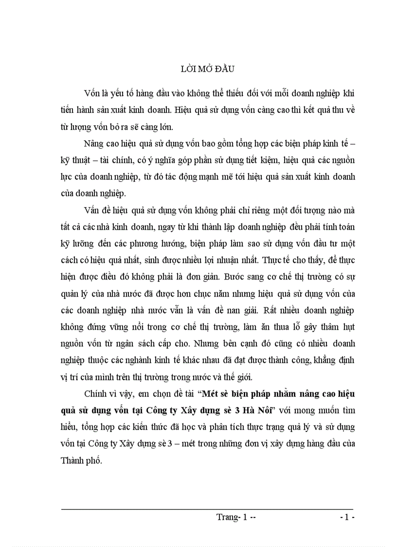 image for page Một số biện pháp nhằm nâng cao hiệu quả sử dụng vốn tại Công ty Xây dựng số 3 Hà Nôi 1