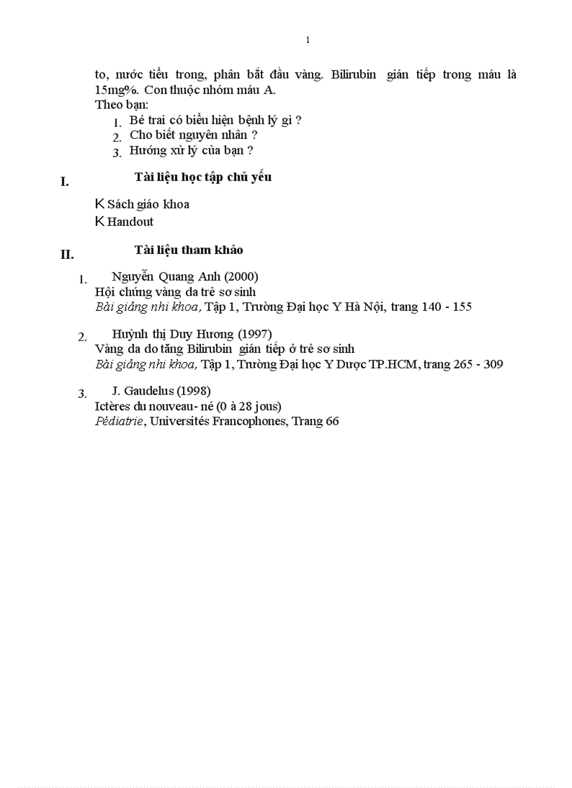 image for page Vàng da do tăng Bilirubin gián tiếp ở trẻ sơ sinh
