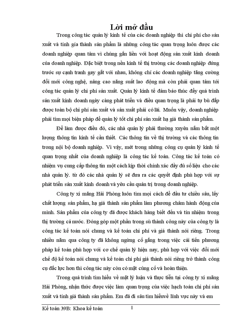 image for page Hoàn thiện hạch toán chi phí sản xuất và tính giá thành sản phẩm tại công ty xi măng Hải Phòng 1