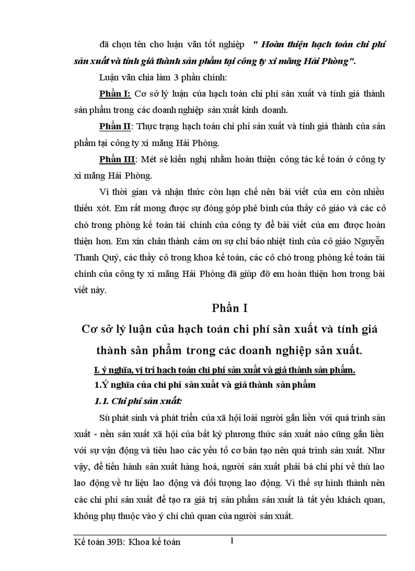 image for page Hoàn thiện hạch toán chi phí sản xuất và tính giá thành sản phẩm tại công ty xi măng Hải Phòng 1