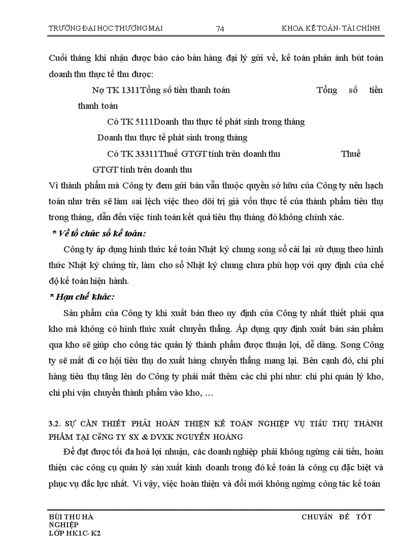 image for page Hoàn thiện kế toán nghiệp vụ tiêu thụ thành phẩm tại Công ty SX DVXK Nguyễn Hoàng trong điều kiện vận dụng chuẩn mực kế toán số 14