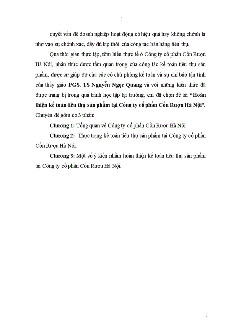 image for page Hoàn thiện kế toán tiêu thụ sản phẩm tại Công ty cổ phần Cồn Rượu Hà Nội 1