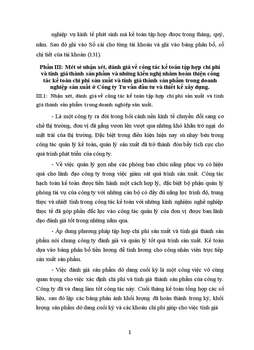 image for page Tổ chức tập hợp chi phí sản xuất và tính giá thành sản phẩm tại Công ty Tư vấn đầu tư và thiết kế xây dựng 1