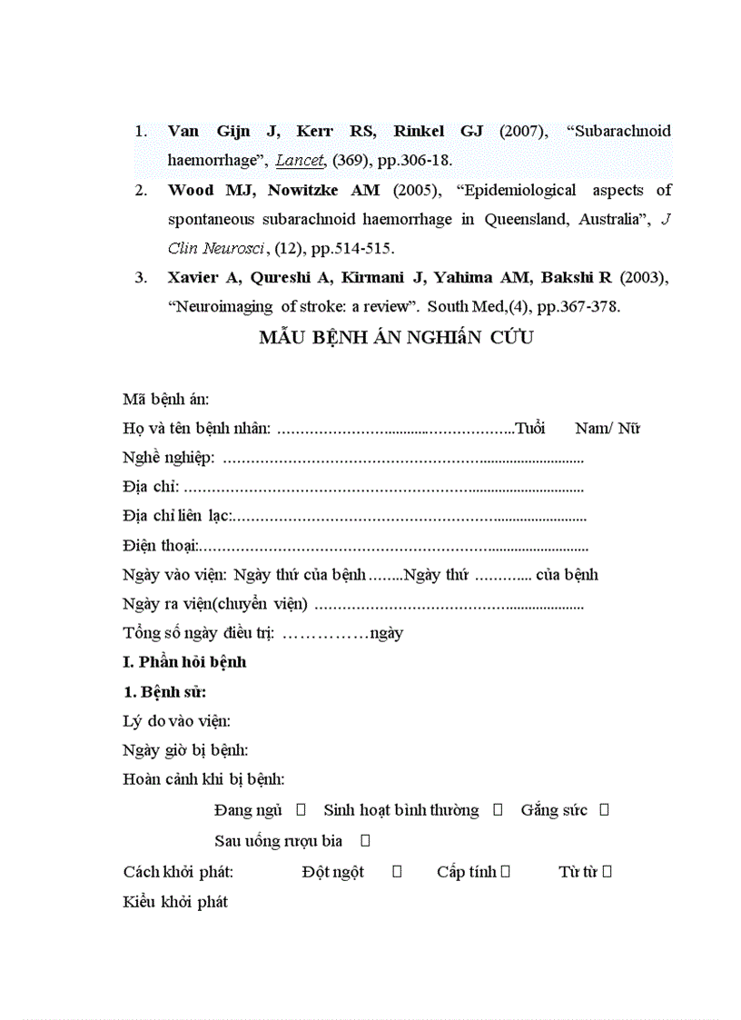 image for page Nghiên cứu đặc điểm lâm sàng hình ảnh học và một số biến chứng của bệnh nhân chảy máu dưới nhện do vỡ phình động mạch thông trước