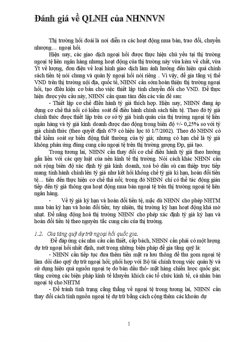 image for page Đánh giá về hoạt động quản lý ngoại hối của NHNN Việt nam thời gian qua và những kiến nghị 1