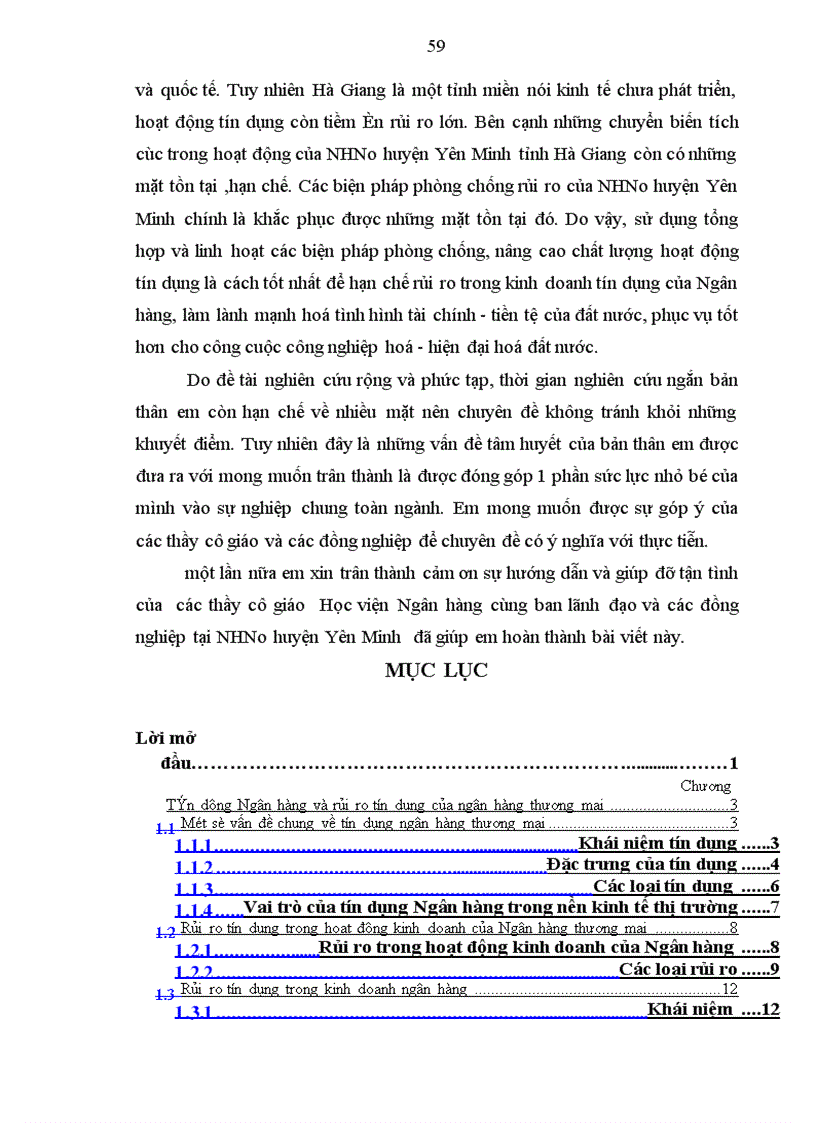 image for page Một số giải pháp nhằm hạn chế rủi ro trong hoạt động tín dụng tại Ngân hàng Nông nghiệp và Phát triển Nông thôn huyện Yên Minh Tỉnh Hà Giang 1