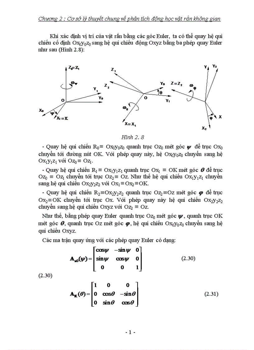 image for page Cơ sở lý thuyết chung về phân tích động học vật rắn không gian