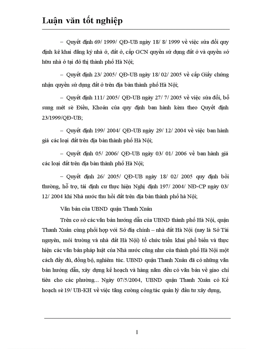 image for page Thực trạng quản lý Nhà nước về đất đai trên địa bàn quận Thanh Xuân giai đoạn 1997 2005