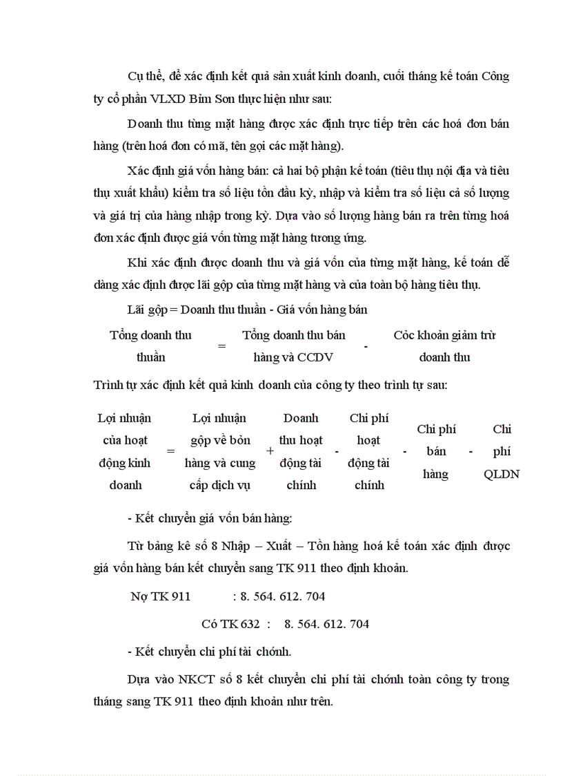 image for page Kế toán tiêu thụ và xác định kết quả kinh doanh tại Công ty cổ phần Vật Liệu Xây Dựng Bỉm Sơn
