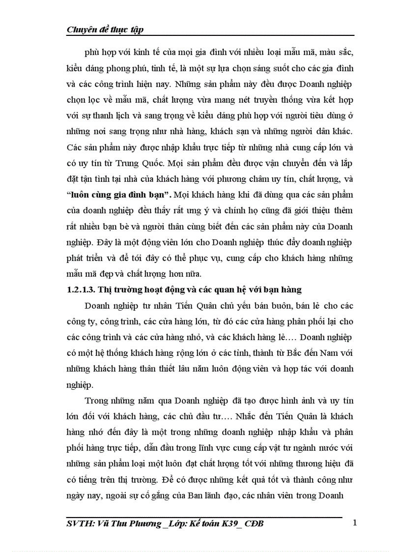 image for page Hoàn thiện kế toán bán hàng và xác định kết quả tại Doanh nghiệp tư nhân Tiến Quân 1
