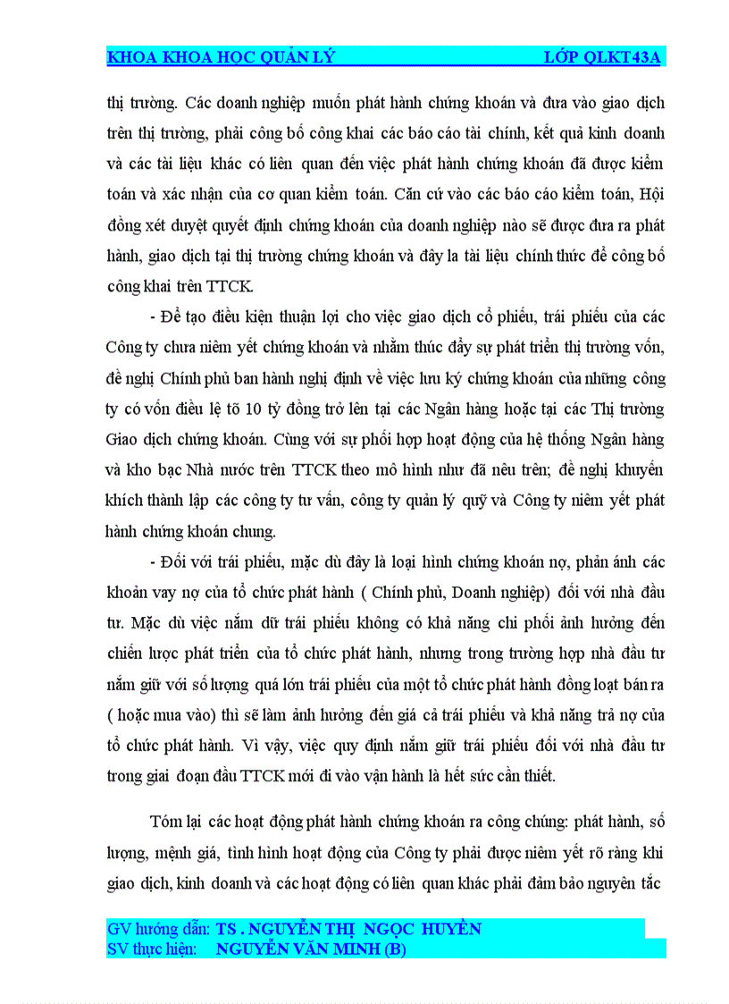 image for page Quản lý của Nhà nước đối với các Công ty tham gia thị trường Chứng khoán ở Việt Nam hiện nay Khoa